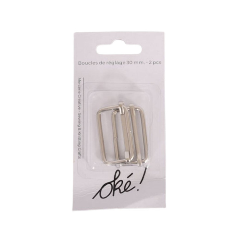 SACHET DE 6 / BOUCLE DE REGLAGE EN METAL 30 MM. 2 PCS.
